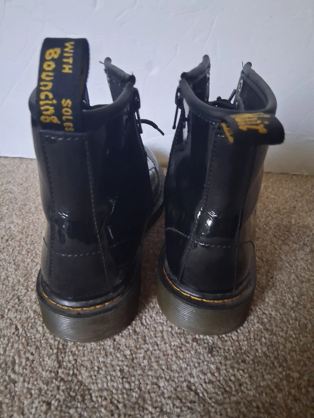 Dr. Martens Kids 1460 J Black Patent Leather Side Zip Boots Size US 5L / 4M